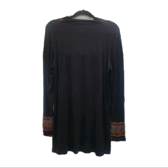 Double D Ranch Black Blouse with Orange and Blue Embroidery - Picture 2 of 8